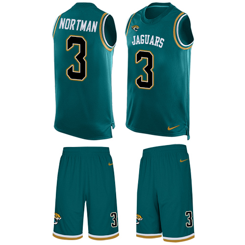 Men's Limited Brad Nortman Nike Jersey Teal Green - #3 Tank Top Suit NFL Jacksonville Jaguars